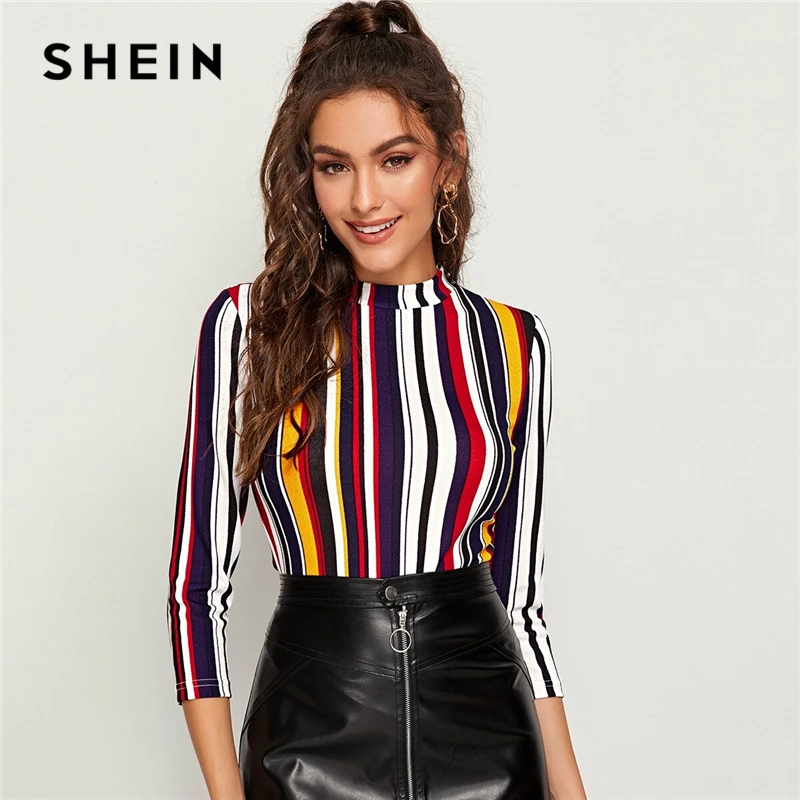 SHEIN Multicolor Mock-neck Form Fitted Striped Top Slim T Shirt Women Autumn 3/4 Length Sleeve Elegant Office Lady Tshirt Tops: Cheap T-Shirts, Buy Directly from China Suppliers:SHEIN Multicolor Mock-neck Form Fitted Striped Top Slim T Shirt Women Autumn 3/4 Length Sleeve Elegant Office Lady Tshirt Tops
Enjoy ✓Free Shipping Worldwide! ✓Limited Time Sale ✓Easy Return.