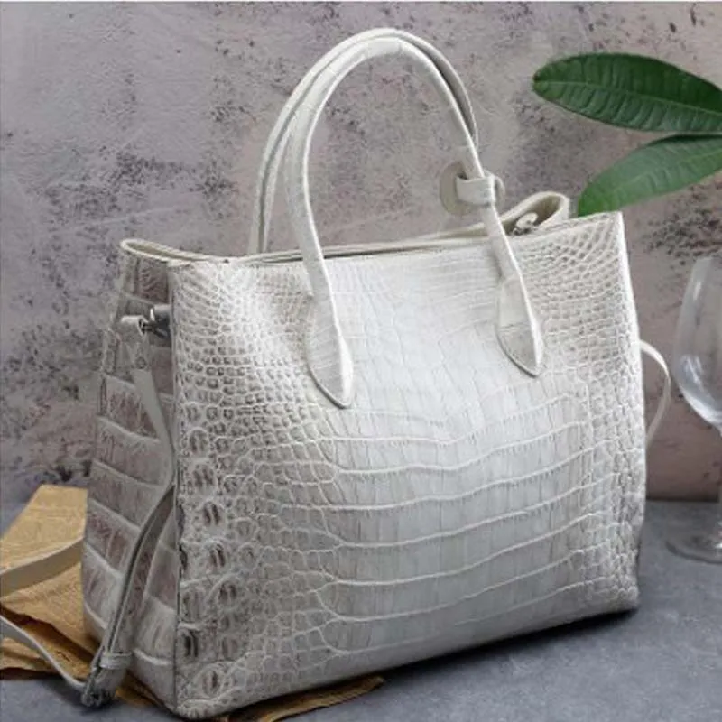 

ourui true crocodile belly female package The Himalayan white women handbag