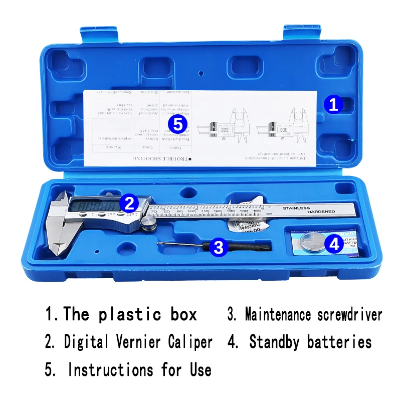 thumbnail image 2 of Buy Digital Caliper, Micrometer Vernier Calipers 6 Inch/150 Mm Stainless Steel Caliper Measuring Tool With Extra Large Lcd Screen Inch Metric Conversion 2 of 14