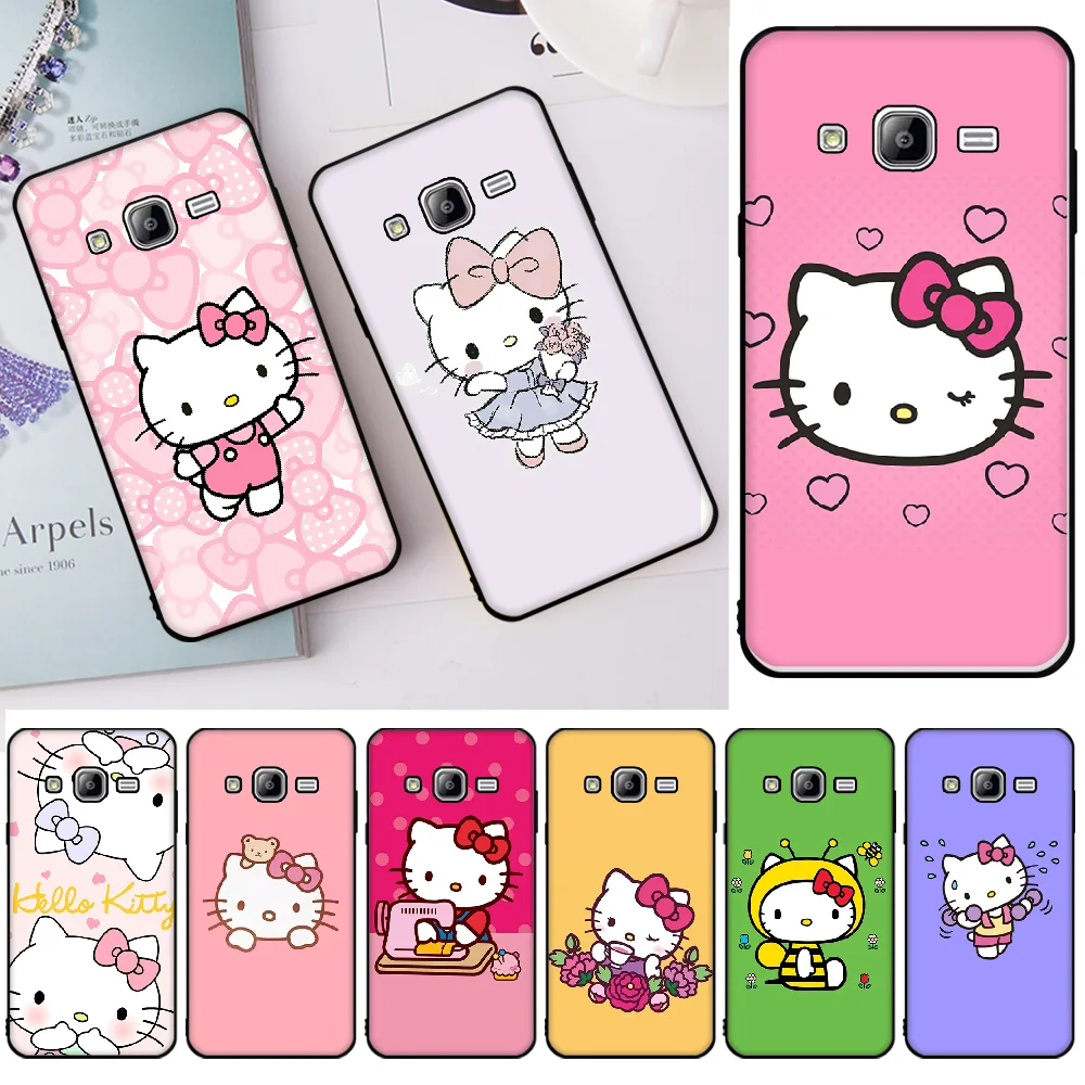 

Lovely pink Hello Kitty TPU black Phone Case Cover Hull For Samsung J2 Prime J2 Pro J4 J4Plus J415 j6 J6 Prime J7 Plus J7 2018