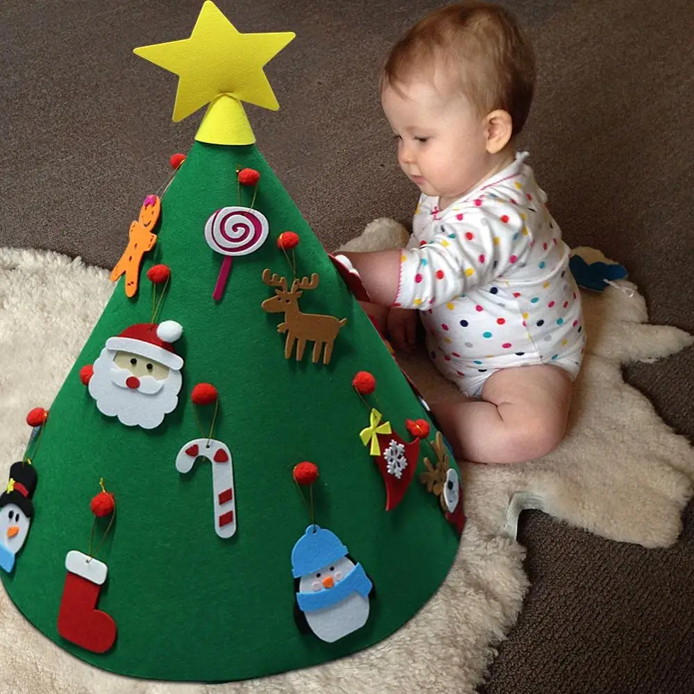 OurWarm 3D DIY войлочная Рождественская елка для малышей с подвеской в виде снеговика, детские игрушки, Новогоднее украшение для рождественской вечеринки