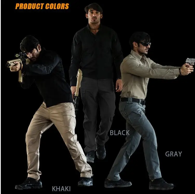

Lightning Pants Mens Military Quality Multi-Pockets Plaid Waterproof Tactical Trousers Cargo Pants 3 Colors