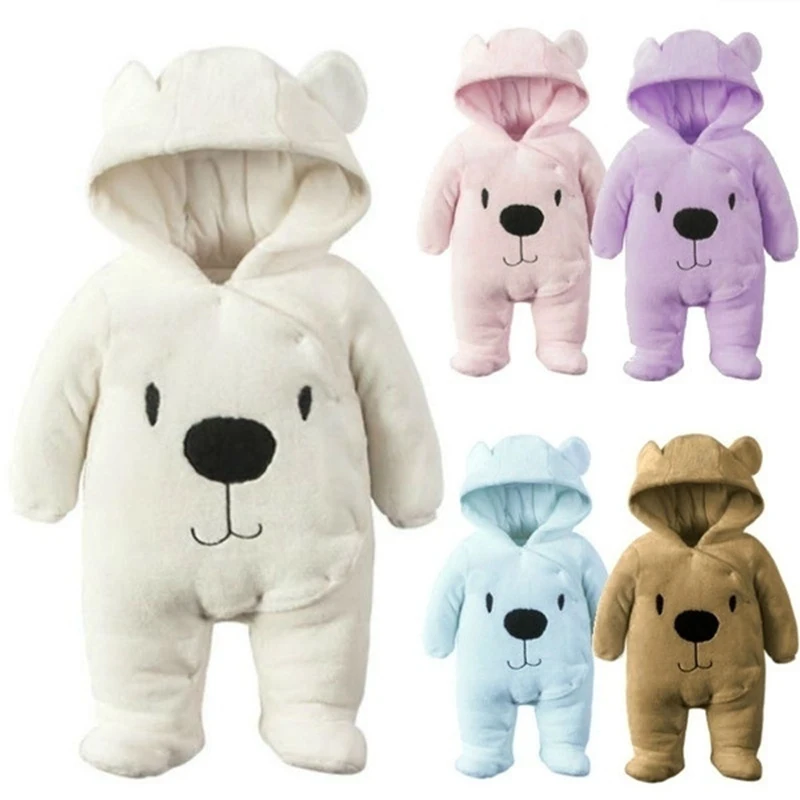 Baby Newborn Winter Rompers Long Sleeve Think Hooded Cartoon 0-18 Months Infant Kids Clothes Warm Cotton Coats Clothing |