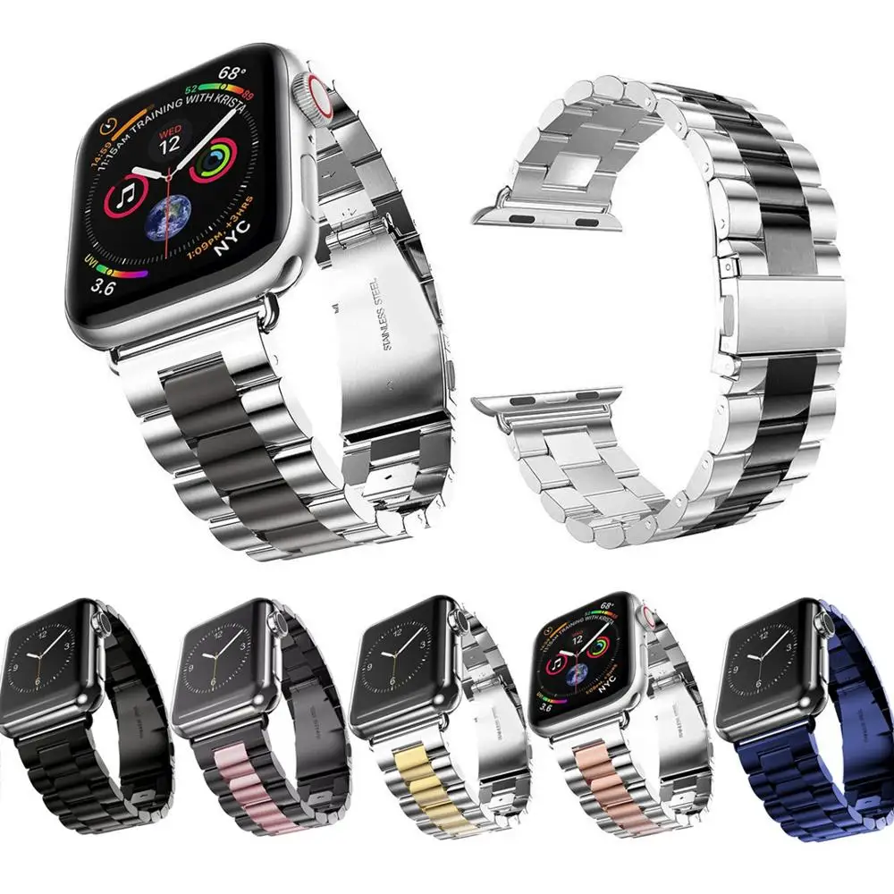 Новый металлический ремешок с тремя бусинами для Apple Watch 42 мм 38 3 2 1 браслет из