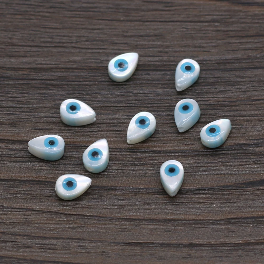 4 Stück natürliche Muschel blau griechisches Auge böser Blick Perlmutt Perlen Charms für DIY Schmuckherstellung Halskette Armband Zubehör – Detail 20