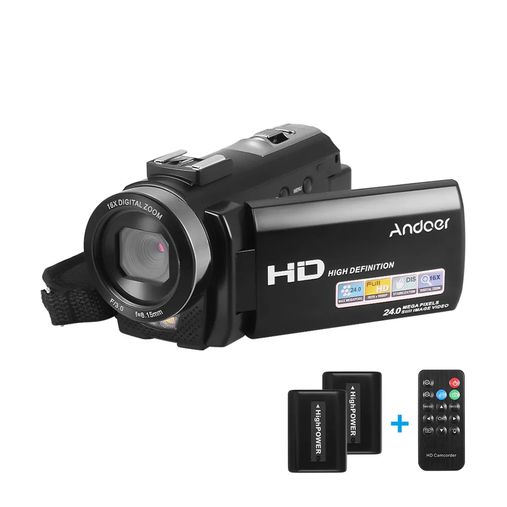 Andoer HDV-201LM 1080P FHD Цифровая видеокамера DV рекордер 24MP 16X цифровой зум 3,0 дюймовый ЖК-экран