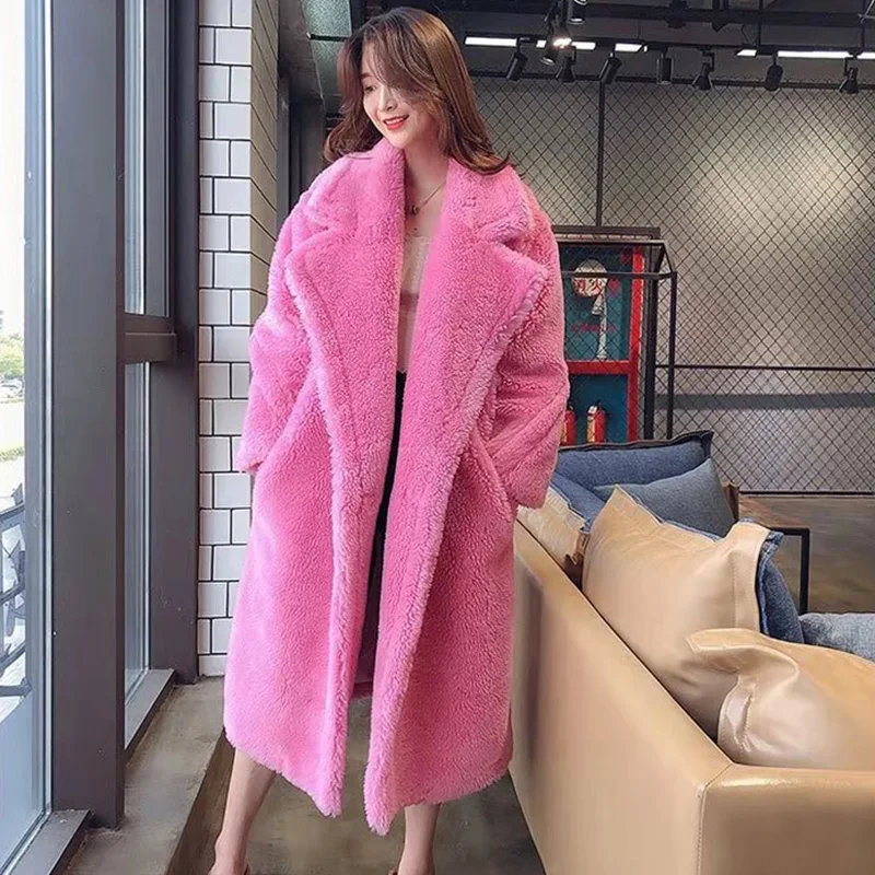 Heydress Женское зимнее теплое длинное пальто из искусственного меха с длинным рукавом, женское толстое пальто с мишкой Тедди, Повседневная Свободная верхняя одежда