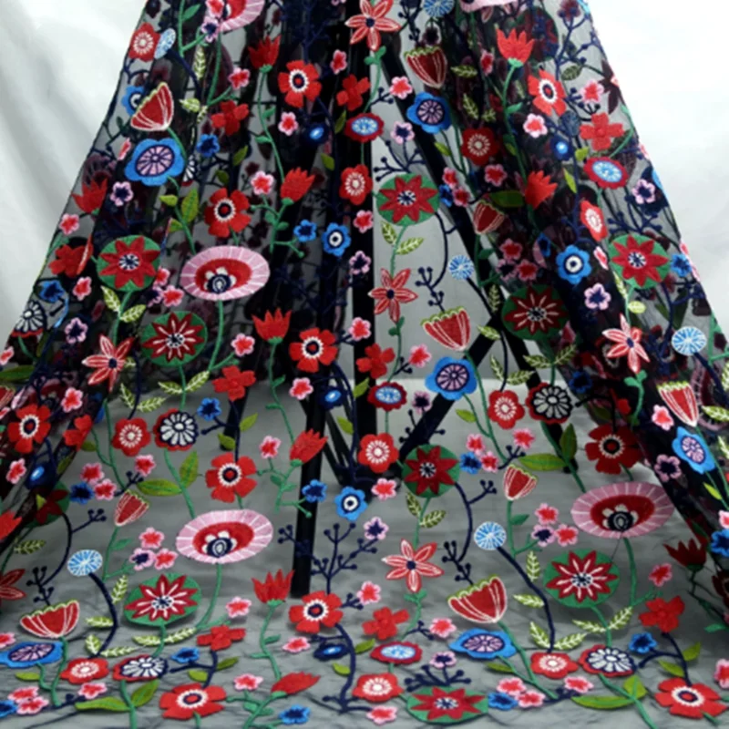 High-end Yarn-dyed Fabrics Colored pp Line Embroidery Lace Flower and Leaf Style Fashion Skirt Fabric | Дом и сад