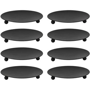 

Iron Plate Candle Holder,Decorative Iron Pillar Candle Plate,Pedestal Candle Stand for Incense Cones,Spa,Weddings 8Pcs