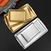 Thick Rectangular Tray Stainless Steel Food Storage Trays Sushi BBQ Flat Bottom Shallow Dishes Fruit Vegetable Plate Baking Pan 4