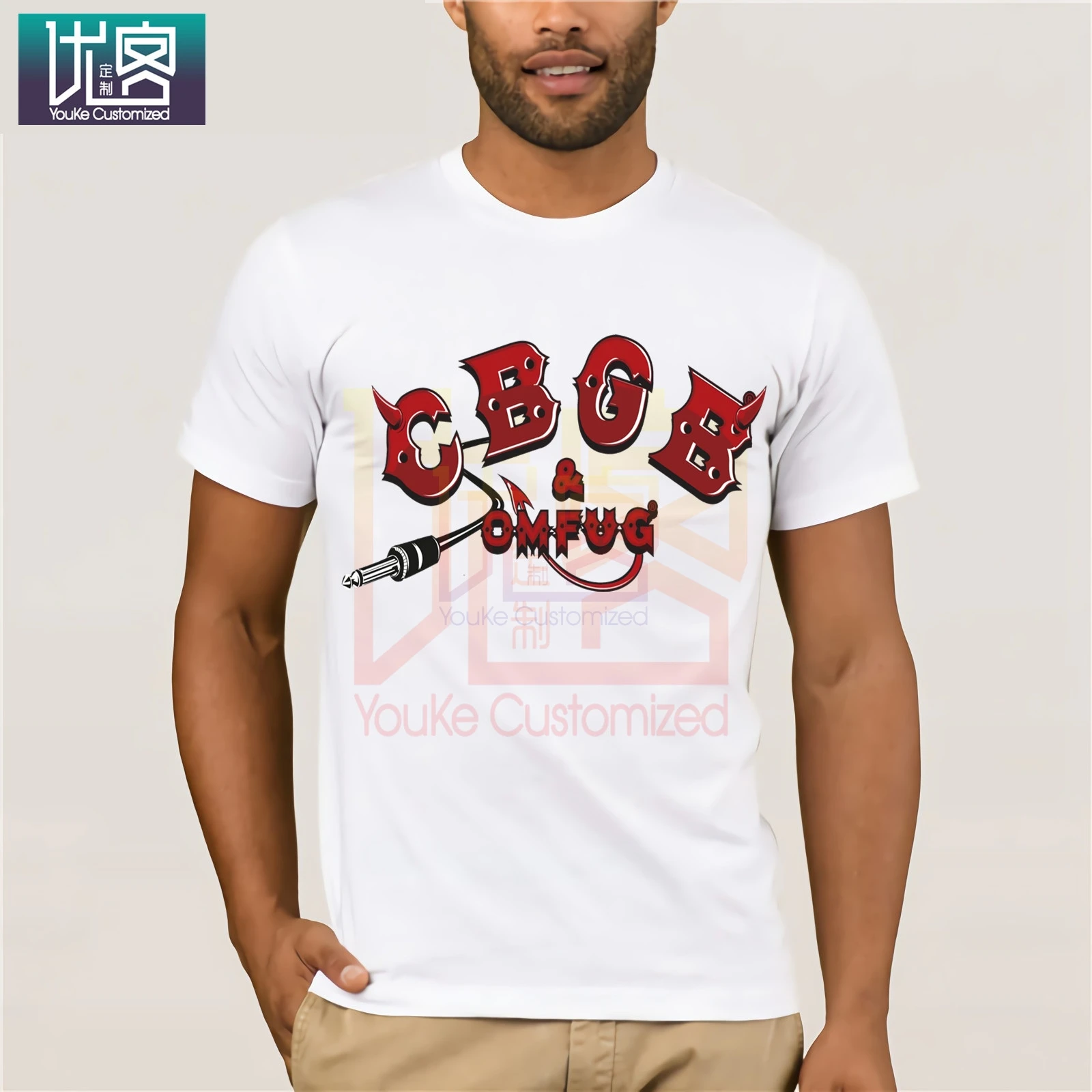 CBGB &amp OMFUG electric plug T-SHIRT Humor Tee Shirt 100% Cotton Tops Graphic Present Casual Short Sleeve Top | Мужская одежда