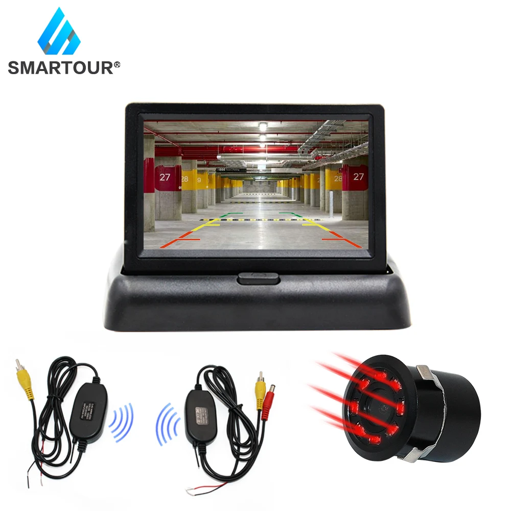 

Smartour 4.3Inch LCD Color Display Screen Car Rear View DVD VCR Monitor LED Lights Night Vision Backup Reverse Camera infrared