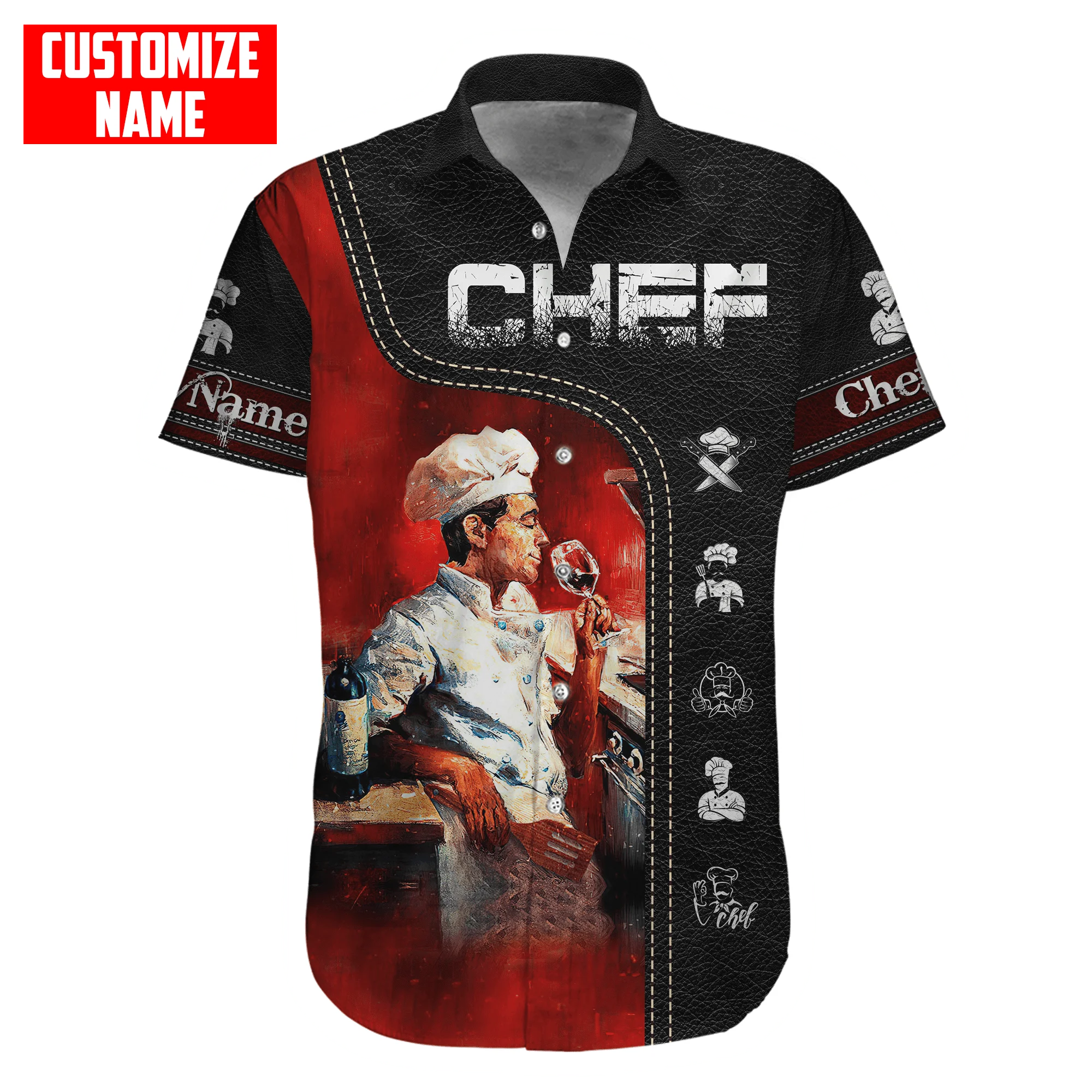 2022 heißer Verkauf Sommer Hawaii Kurzarm Shirts Benutzerdefinierte Name Meister Chef 3D Gedruckt Hawaiian Shirt Herren Casual Strand Hemd XW-02 – Detail 10