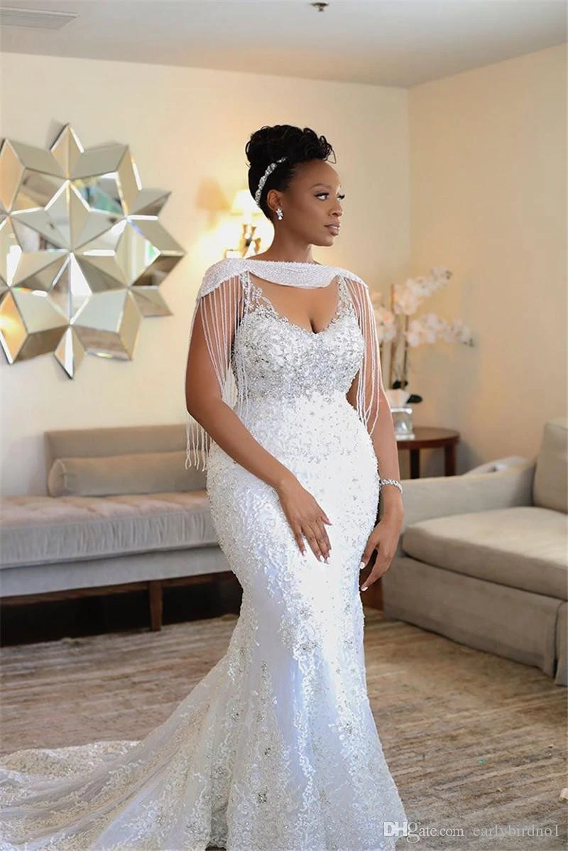 Luxury African Off Shoulder Mermaid Wedding Dress With Tassels Vintage Black Girl Plus Size Sheath Crystal Beaded Bridal Gown Wedding Dresses Aliexpress