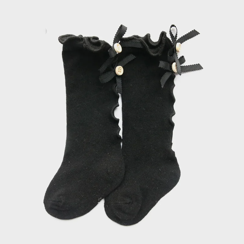 black 2 пар/лот; носки для малышей; однотонные хлопковые носки-тапочки без пятки с кружевным грибком для маленьких девочек - Цвет: black