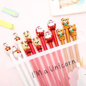 

12pcs Christmas Stationary Cartoon Cute Creative Cool School Students Signature Gel Ink Pens Kawaii Funny Office Accessories