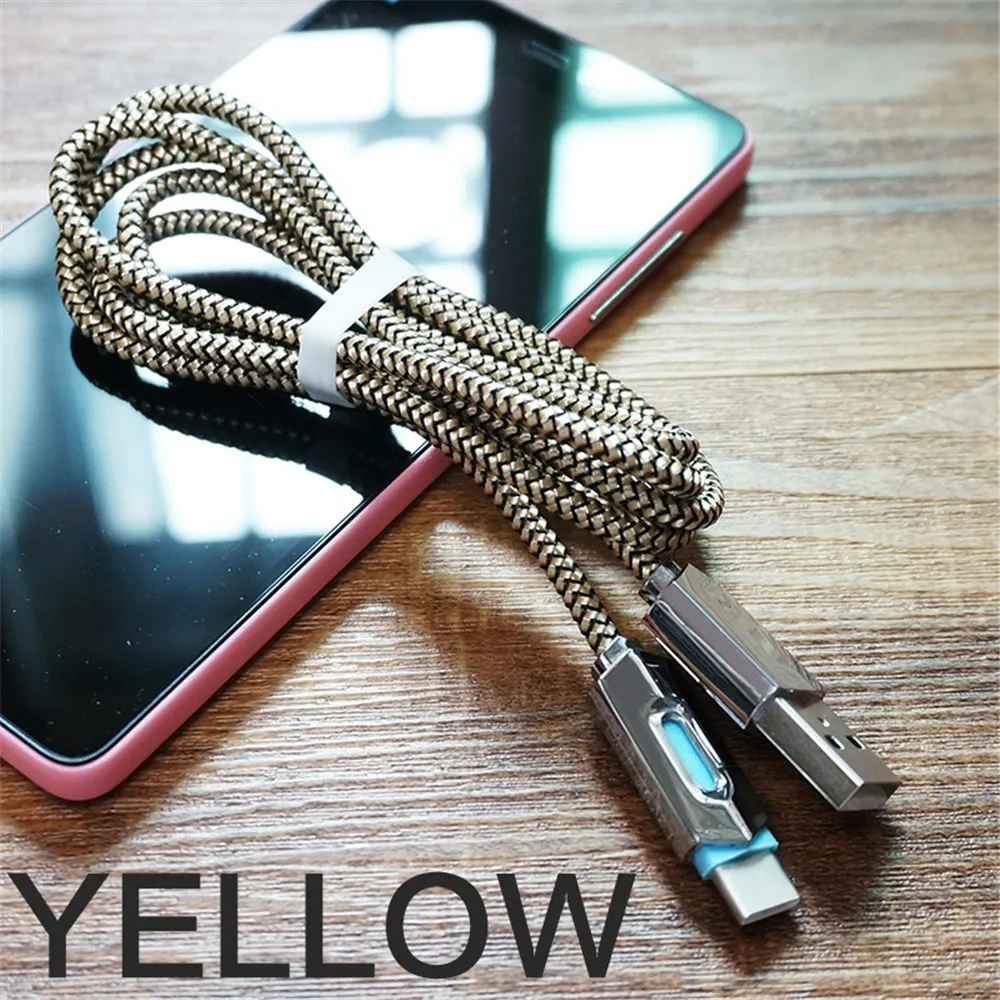 LED USB C Cable for Samsung Galaxy S10 S9 Plus Note 9 Fast Mobile Phone Charging Type-C Cable for Xiaomi Mi9 Huawei USB-C Cord - Цвет: Yellow