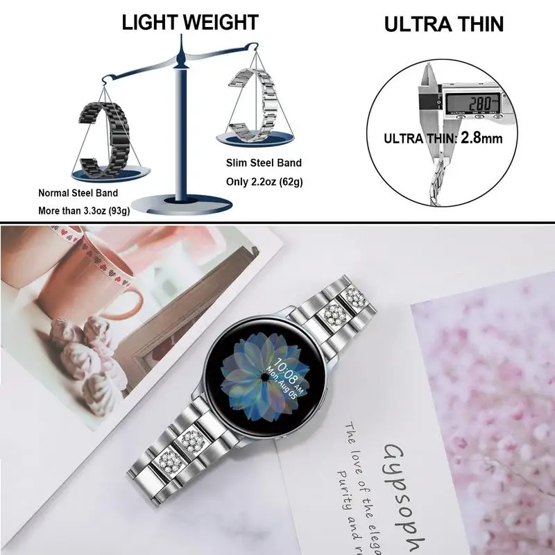 TRUMiRR ремешок из нержавеющей стали и бриллиантов для samsung Galaxy Watch Active2 40 мм 44 мм ремешок для женщин и мужчин Активный 2 браслет