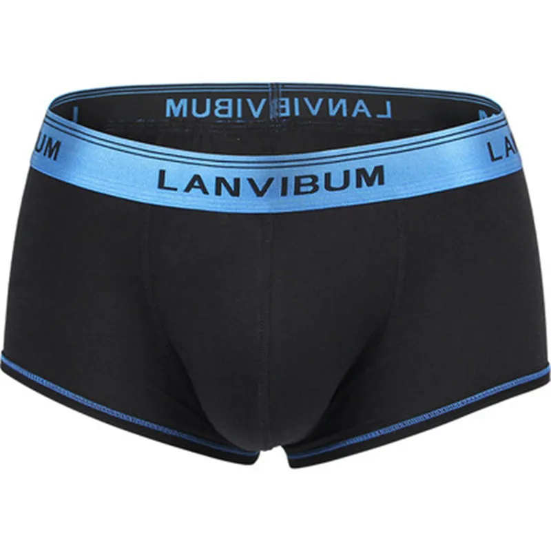 Black and blue Lanvibum бренда Для мужчин нижнее белье трусы-боксеры с изображением Новое поступление нижнее белье расследования отправляются Для мужчин t, редактор обследования журнал - Цвет: Black and blue