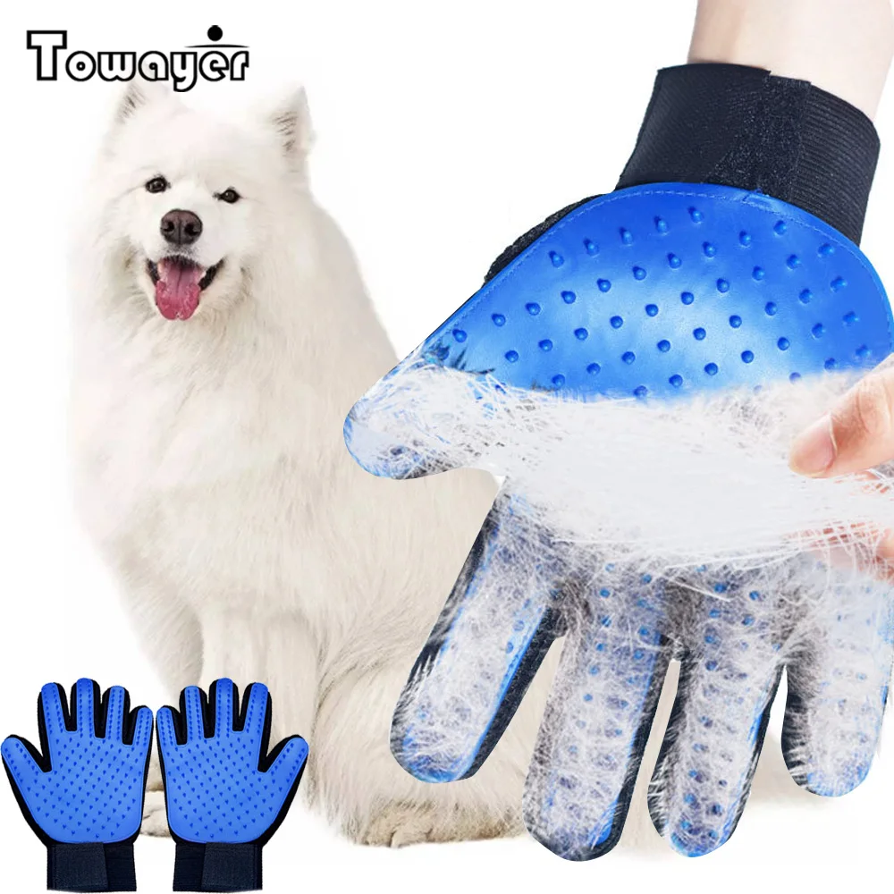 Envío Gratis pelo de perro eliminar guantes perros guante para masaje peines para gatos de limpieza Deshedding guantes para cepillar para perro gato