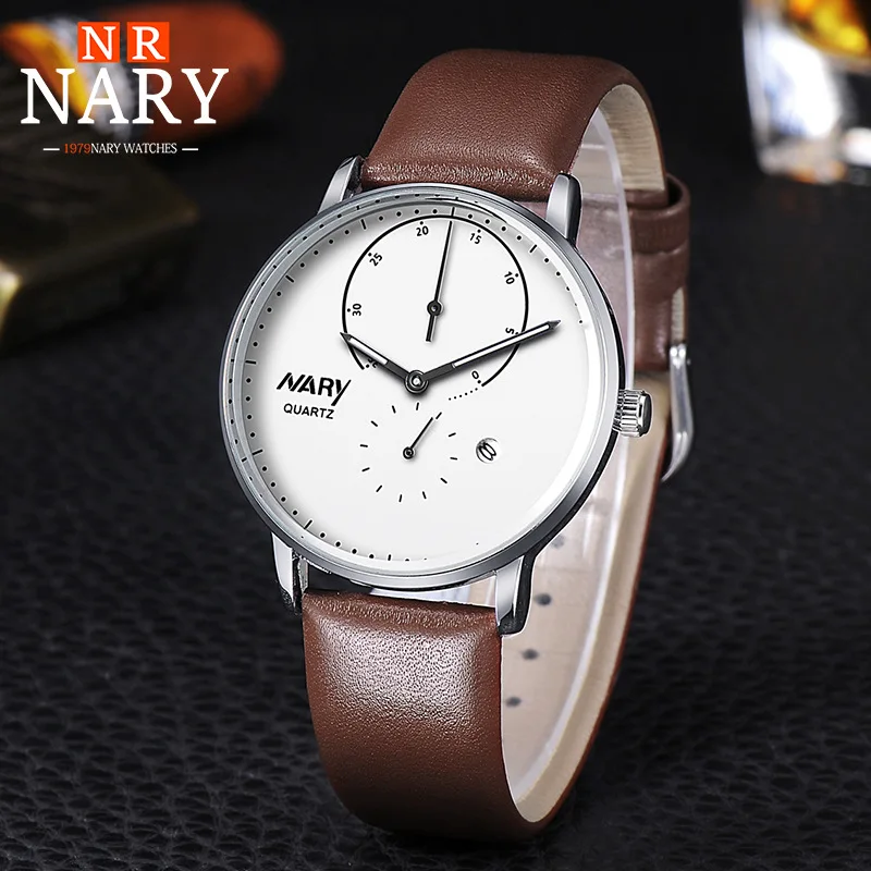 

Nary/NARY New Style Fashion Men Simple Belt Watch Night Light Waterproof Quartz Watch 9015