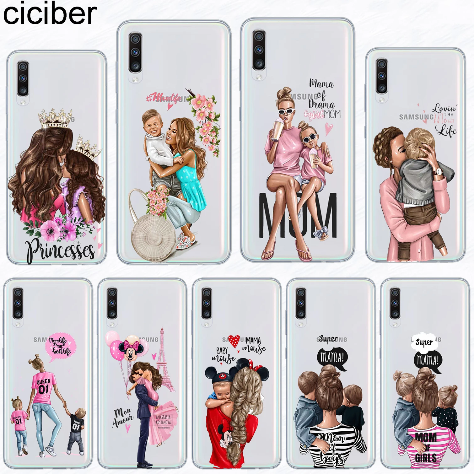 

ciciber Phone Case for Samsung Galaxy A50 A70 A80 A40 A30 A20 A60 A10 A20e Soft Silicone TPU Super Mom Girl Boy Cover Funda Capa