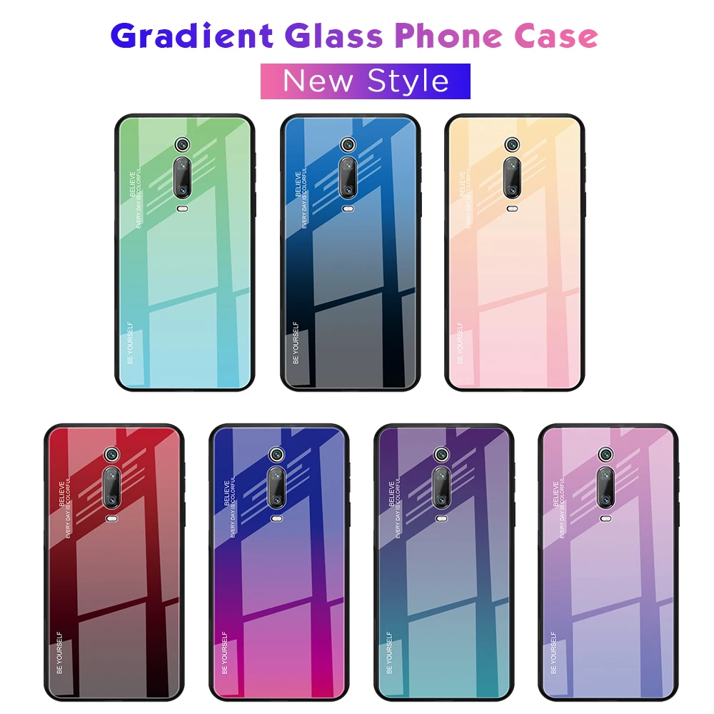 Gradient Tempered Glass Phone Case For Xiaomi Redmi 6 8 8A 7 K20 9T GO 7A 6A A2 Note 5 Global Lite Plus Pro Cover | Мобильные