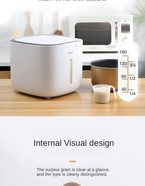 Household Kitchen Rice Storage Box Sealed Insect Proof Moisture Proof Pressed Rice Bucket Plastic Food Storage Container