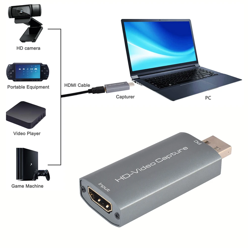 

HD 1080P Video Capture Card HDMI to USB Video Grabber Record Box For PC Youtube Game DVD Camera Recording Live Streaming