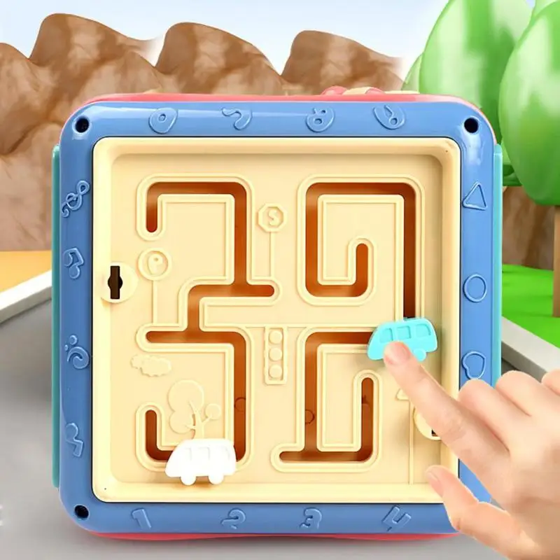 Детская Шестигранная коробка головоломка Монтессори обучающая игрушка графическое соответствие круглые бусины автомобиль часы в виде лабиринта познавательное количество тарелка