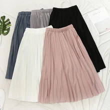 Осень зима женская модная эластичная большая длинная юбка с высокой талией эластичная Повседневная плиссированная длинная юбка Faldas Jupe Femme Saia
