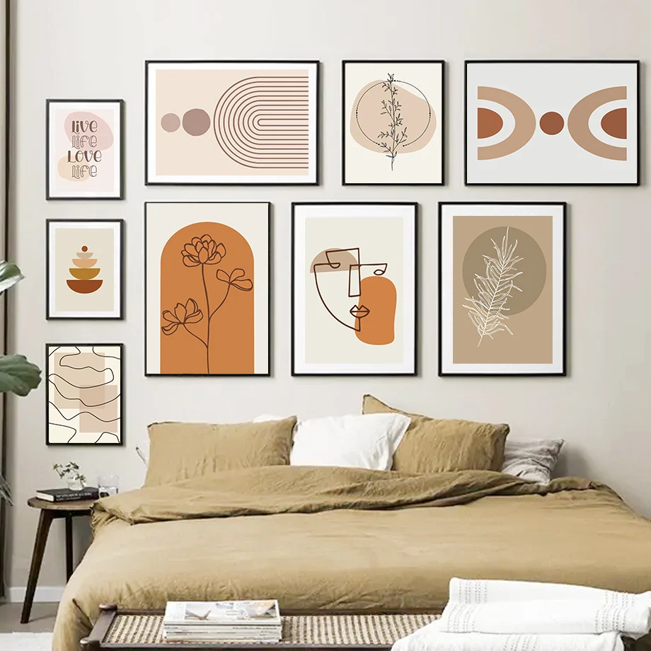 

Beige Canvas Flower Plant Abstract Wall Art Canvas Painting Nordic Poster And Print Pictures For Living Room Boho Home Decor