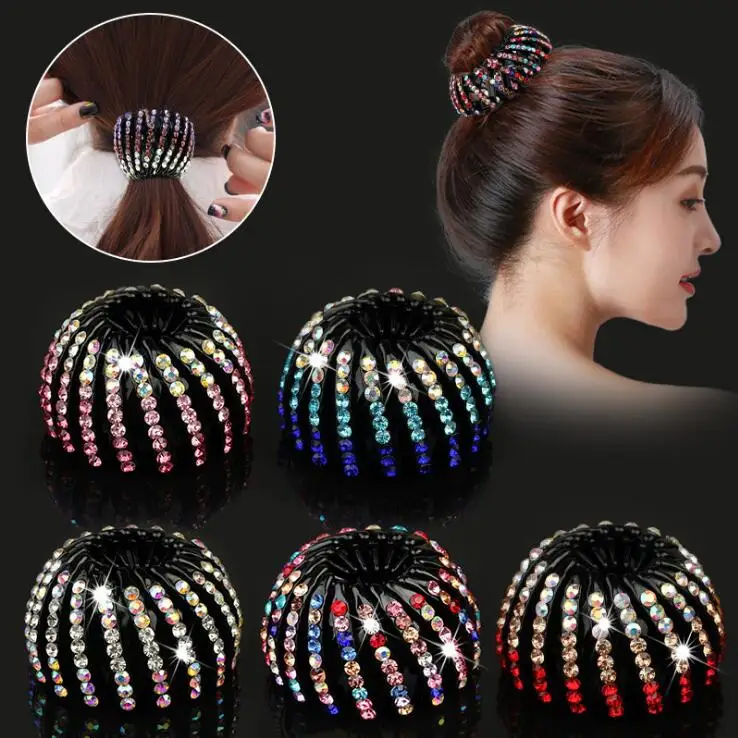 LARGE  Women  Bud Crystal Glitter Hair Claw  Girl  Buckle Hair Clip Bird Nest Expanding Girls Ponytail Buckle Hair Grab Headwear