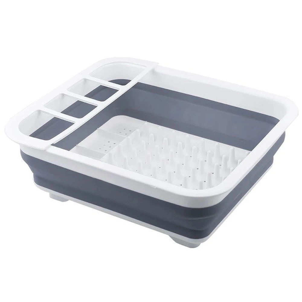 Folding Dish drain rack Kitchen Cutlery Storage Box Collapsible Dish Drainer Cutlery Stand Cup Holder