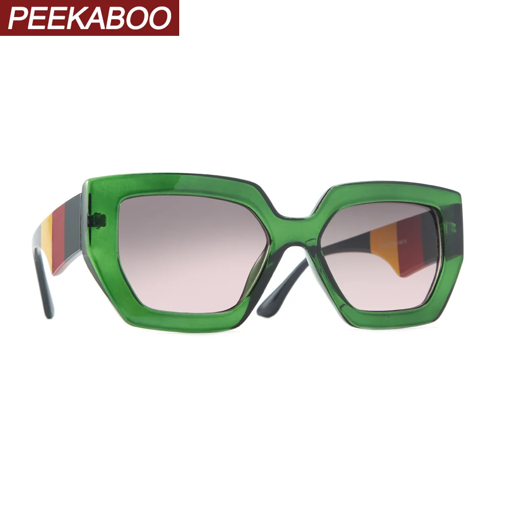 Женские квадратные солнцезащитные очки Peekaboo синие и зеленые кошачий глаз модные