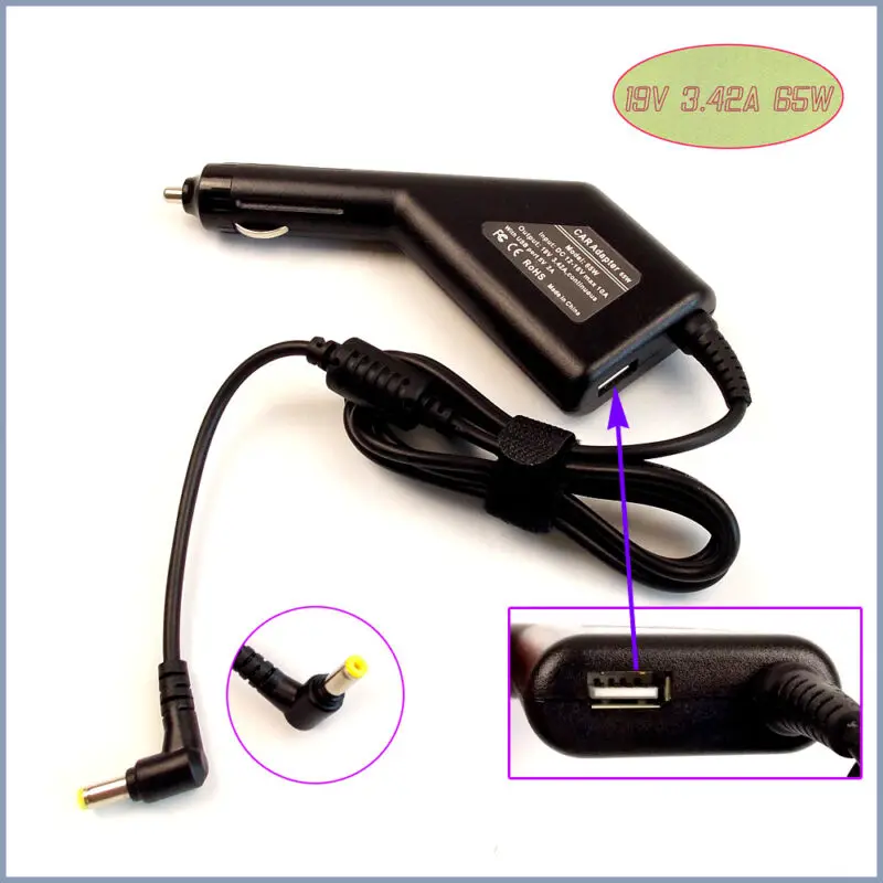 Car DC Power Adapter Charger + USB Port for Acer Aspire 5715-4740 5720-4230 Laptop |