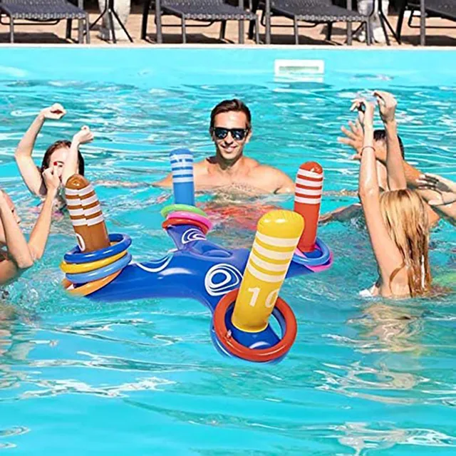 Inflatable Ring Throwing Ferrule Inflatable Ring Toss Pool Game Toy Kids Outdoor Pool Beach Fun Summer Water Toy бассейн 2