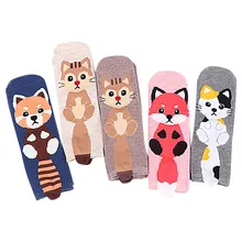 5 пар, детские дышащие хлопковые носки унисекс с рисунком животных толстые теплые носки
