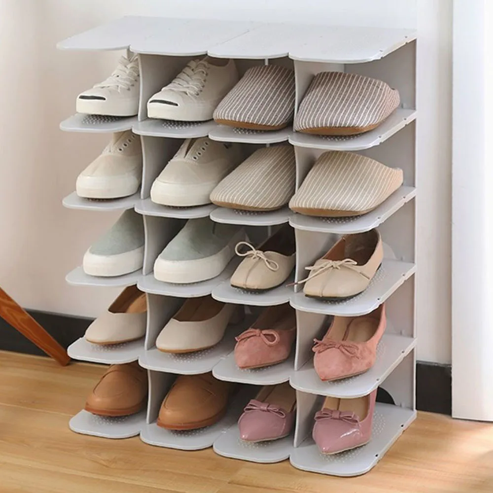 CellDeal 6 Layers Stackable Shoe Organizer DIY Assembly Shoe Shelf Shoe Rack Stand Space Saving Shoe Hanger Shoe Box Cabinet