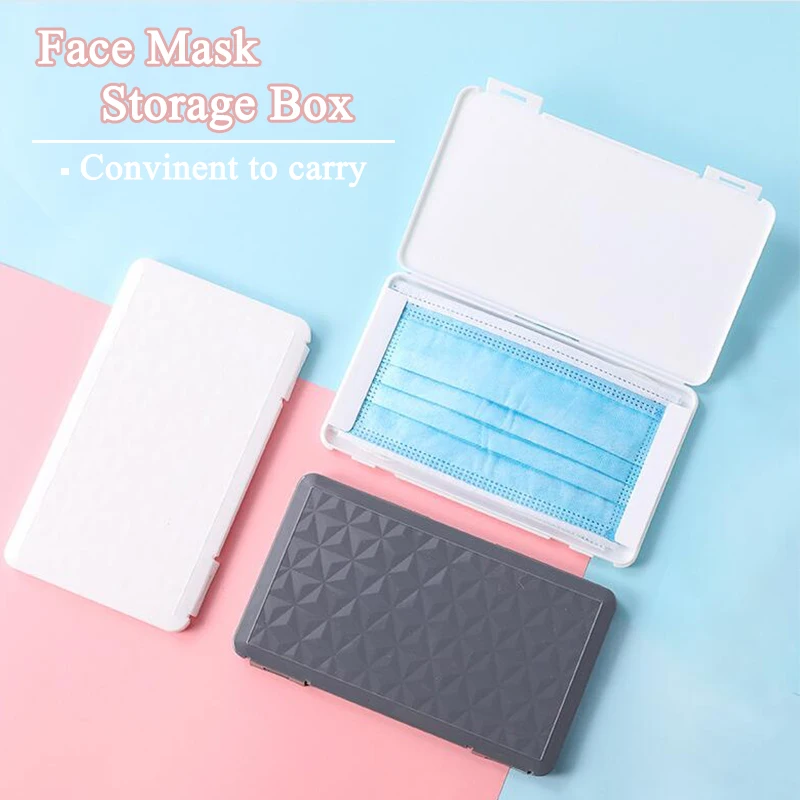 

2020 Masks Box Mask Storage Case Portable Square Face Masks Container Safe Disposable Solid color Cartoon Students Organizer