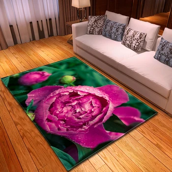 

3D Floral Pattern Carpets Rug Kids Bedroom Mat Children Play Mat Memory Foam Bedside Area Rugs Home Decor Living Room Carpet