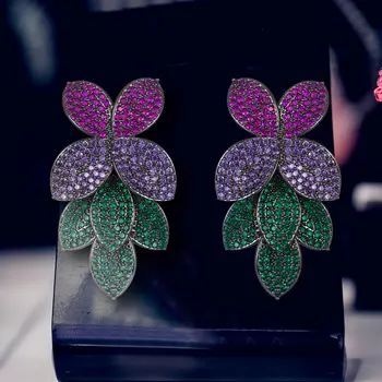 

GODKI Celebrity Favorite Luxury Leaf Leaves Flower Collection Full Micro Cubic Zirconia Paved Wedding Bridal Earring For Women