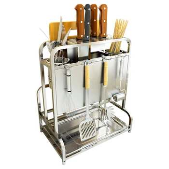 

304 stainless steel kitchen knife cutting board holder multi-function rack tool storage