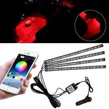 

4X Car Interior Decoration Light Strip LED RGB Atmosphere Lights Neon With USB APP Music Control Car Foot Lamp Ambient Llight