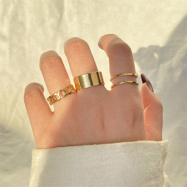Trend Punk Gothic Rock Hip Hop Rings Set For Women Fashion Girl Knuckles Joint Accessories Vintage Open Adjustable Jewelry