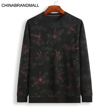 

Autumn Men Plus Fat Plus Size Round Neck Sweater Young Men Fat Man Printing Long Sleeve Backing Shirt