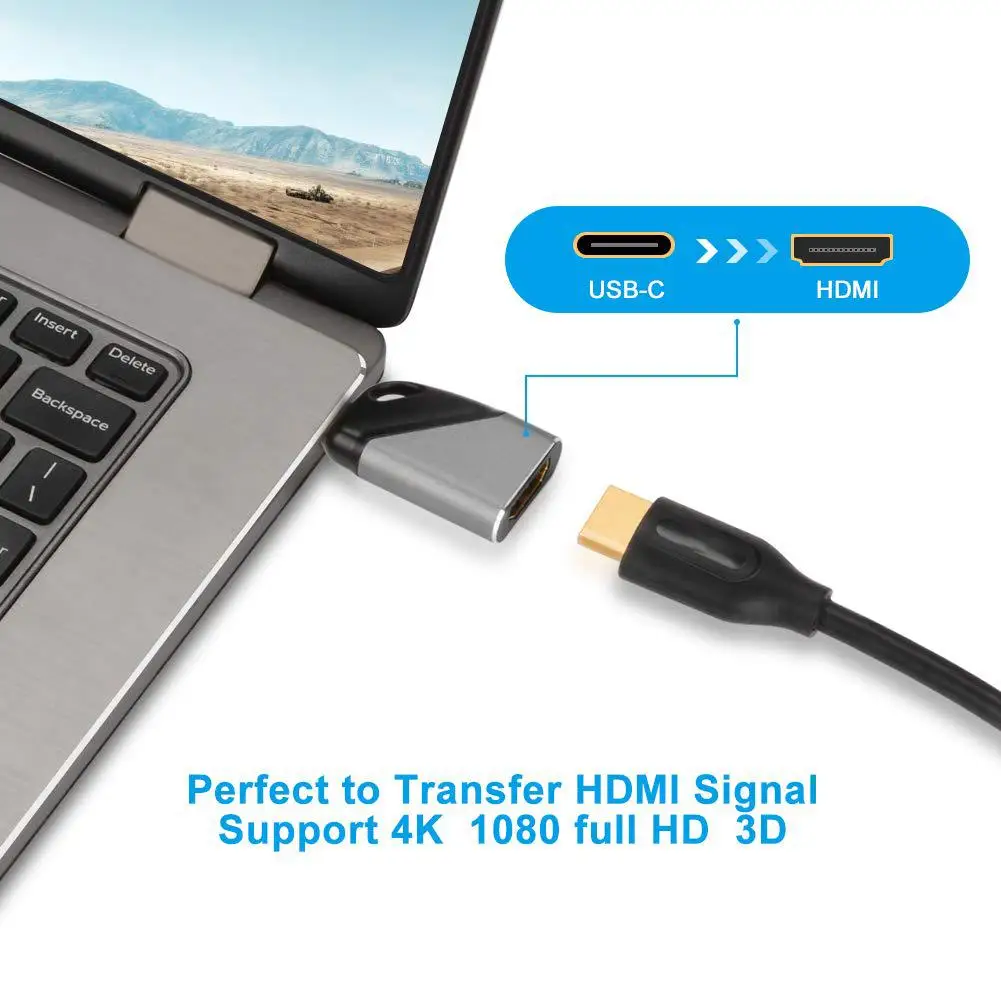USB C к HDMI адаптер Портативный usb type C Мужской к HDMI Женский конвертер для MacBook