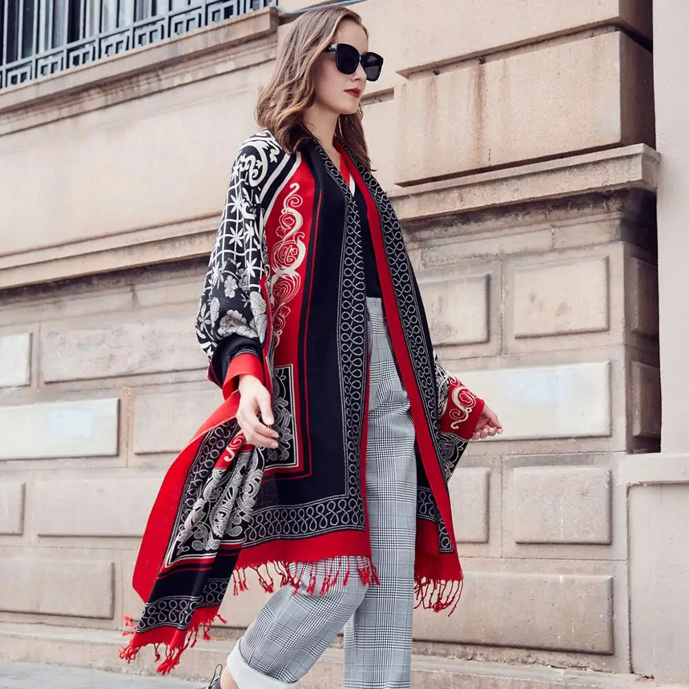 Модный зимний шарф для женщин кашемировый теплый клетчатый из пашмины роскошные