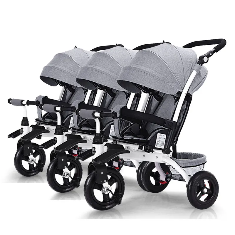 

Triplets baby stroller three baby bike stroller 3 in 1 can sit and lie can split the child tricycle can ride can sleep Trailer