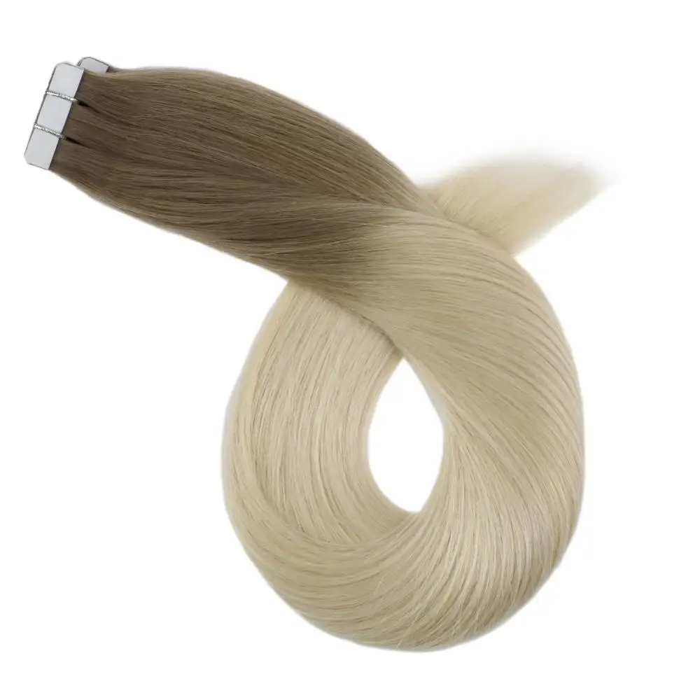 Накладные волосы на клею, настоящие человеческие волосы, машина Remy, цвет Омбре, 12-24 дюйма, прямые волосы, 20 P/40 P, машина Remy, лента для наращивания волос